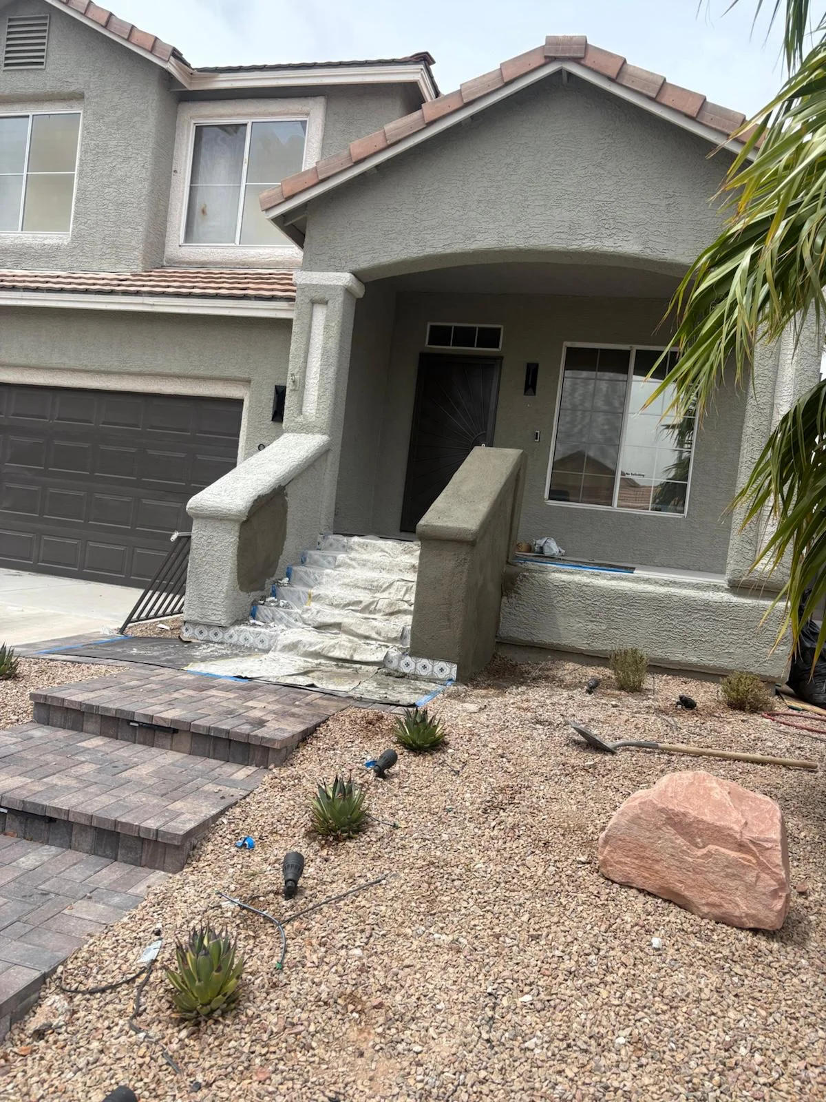 Home exterior renovation with new entry steps in Las Vegas, NV